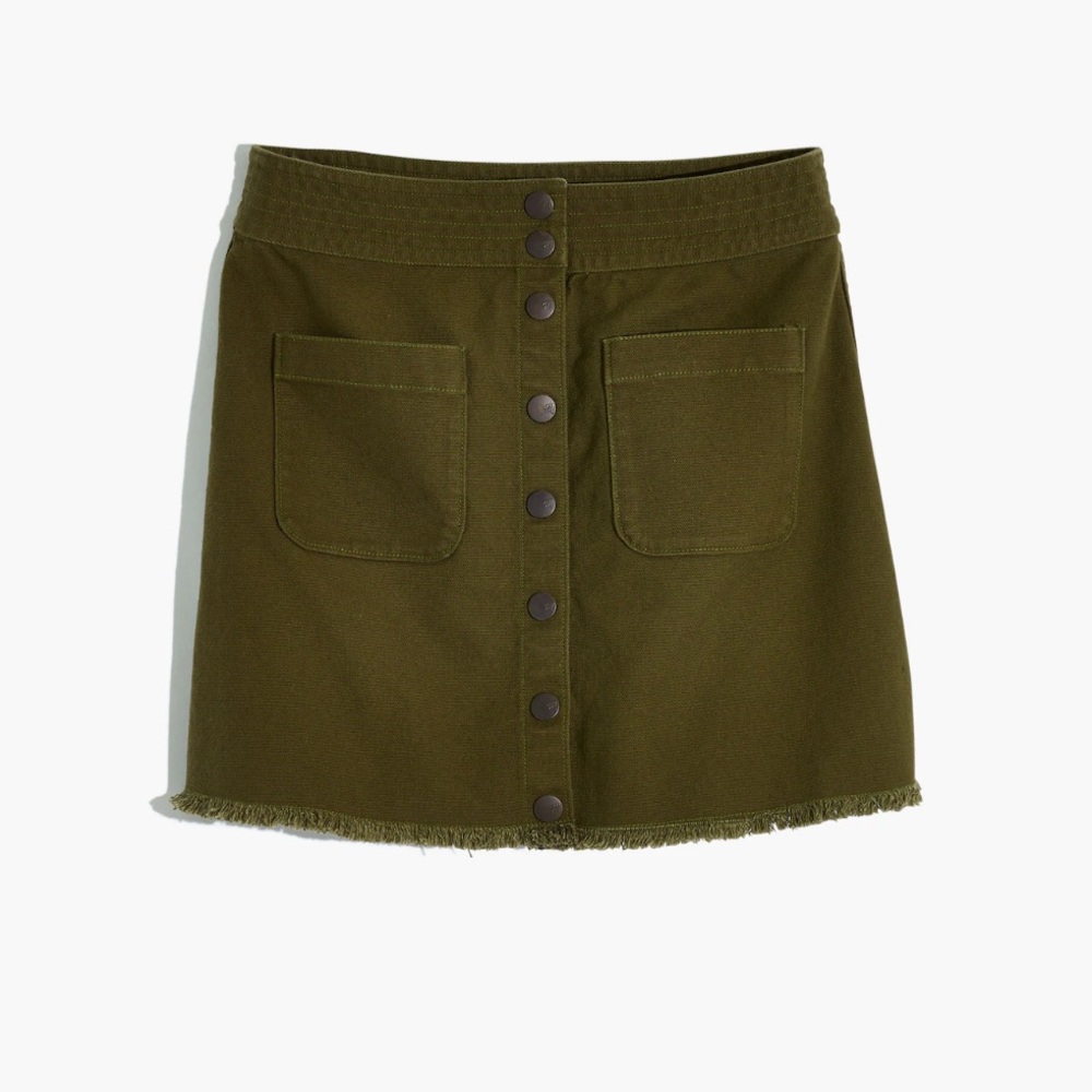 Madewell Raw-Hem A-Line Mini Skirt in Kale